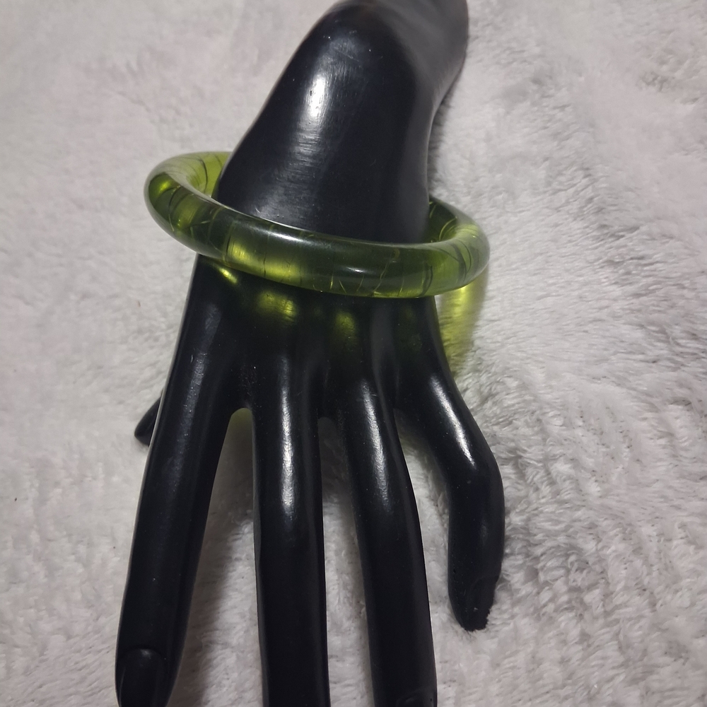 Green Translucent Bangle Bracelet - image 1